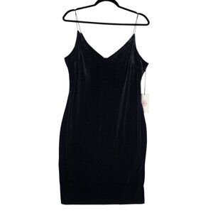 Crystal Sky Velvet Velour Dress XL Black Spaghetti Straps Midi Whimsigoth NWT